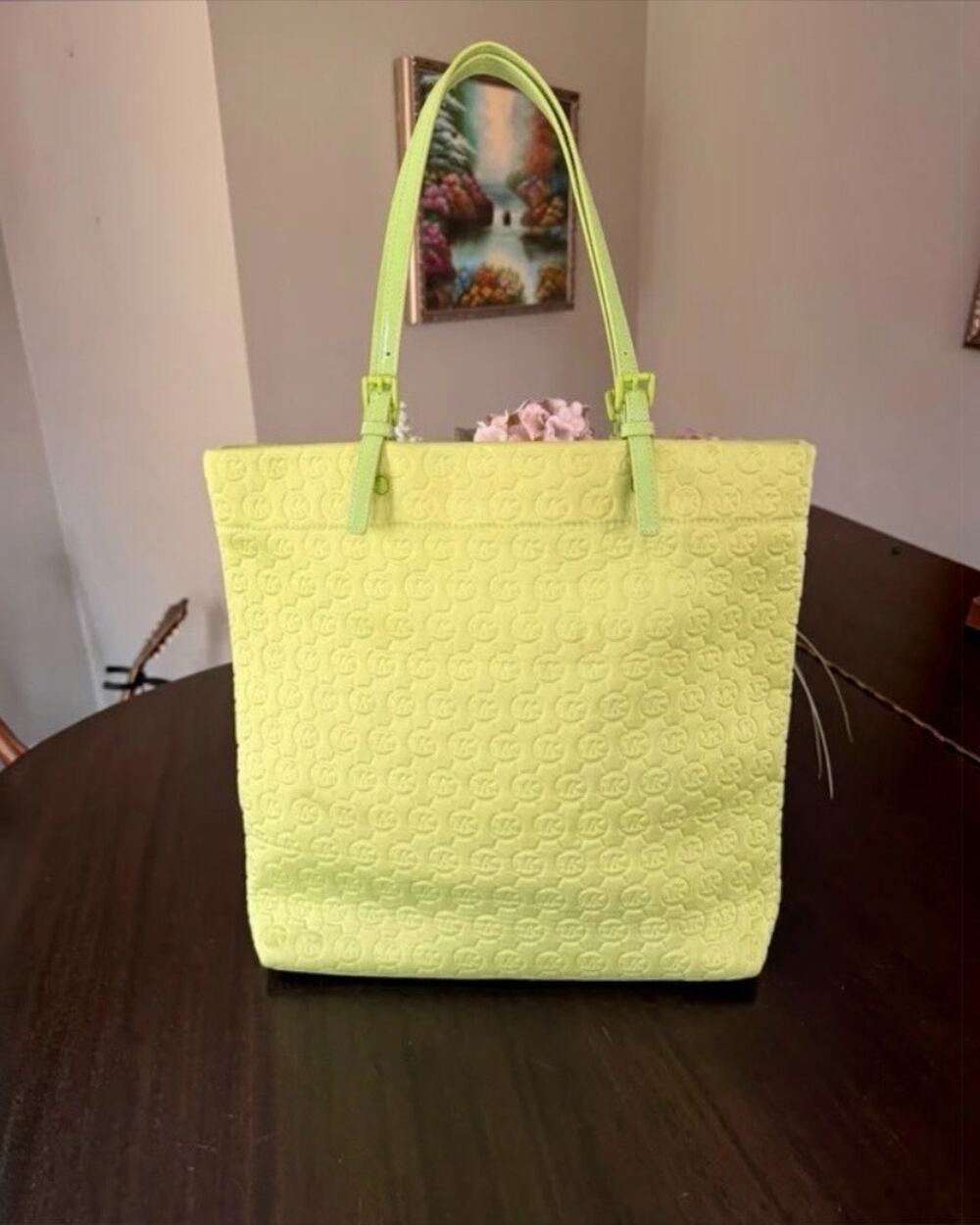 Michal Kors Logo Lime Green Tote